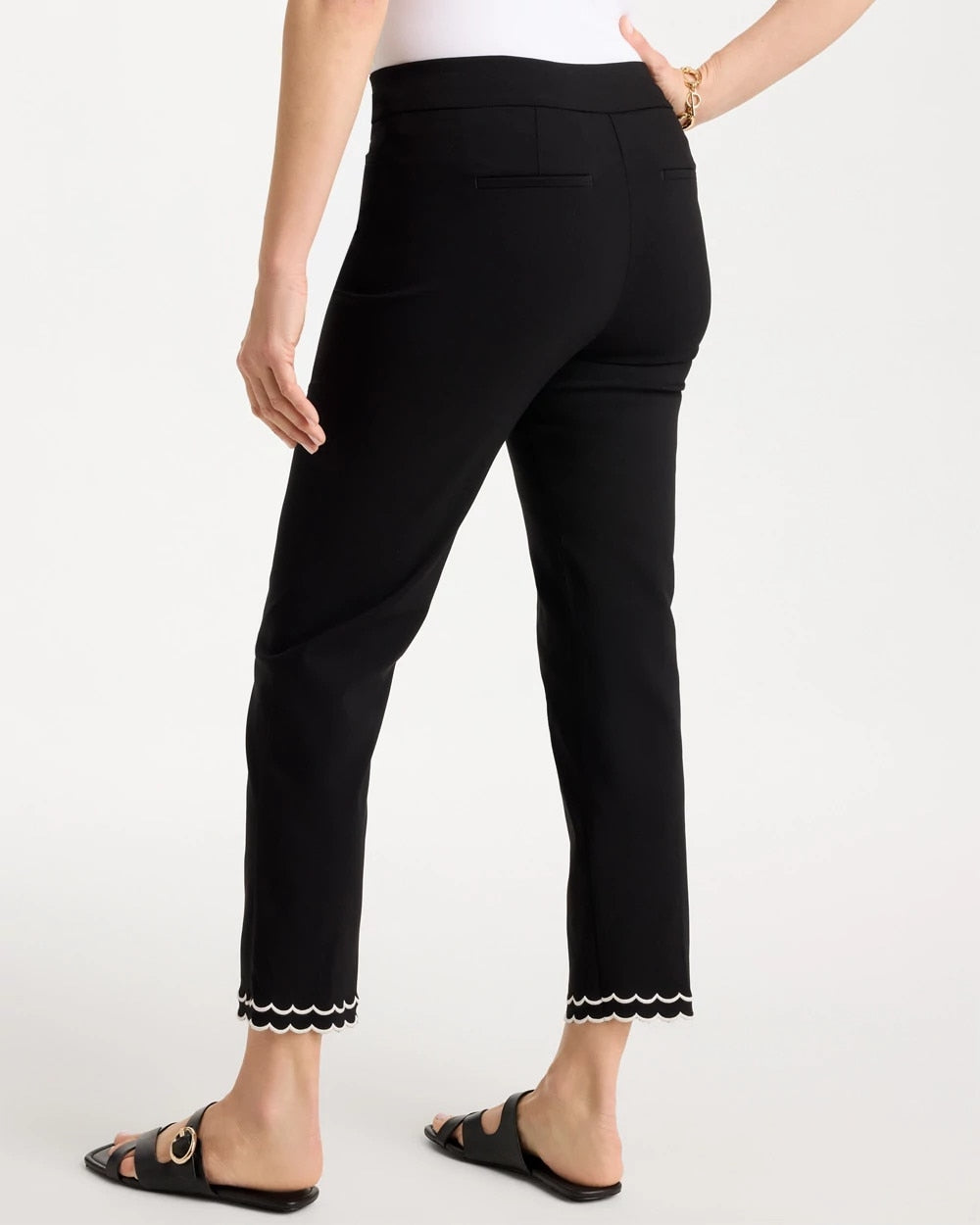 Chico's Top Pick - Contrast Scallop Brigitte™ Slim Crop Pant Black