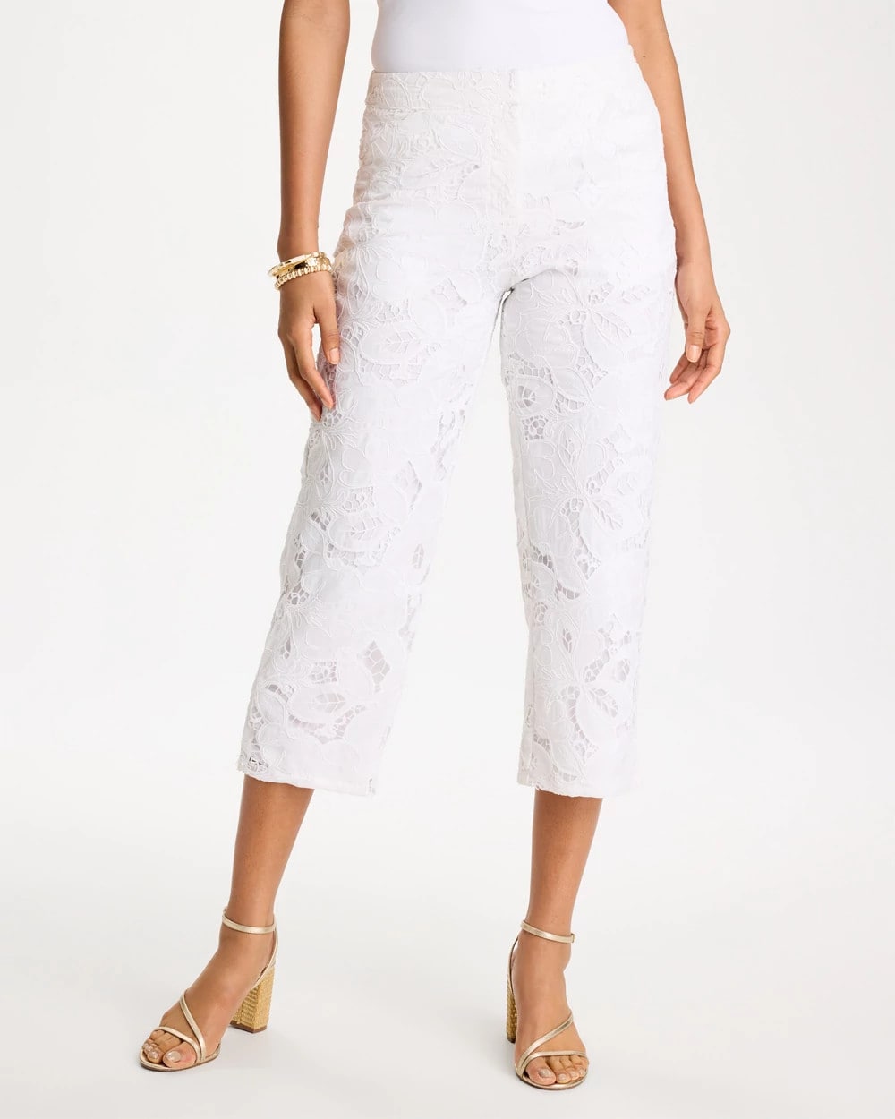 Chico's Trusted - Lace Cropped Pants Alabaster