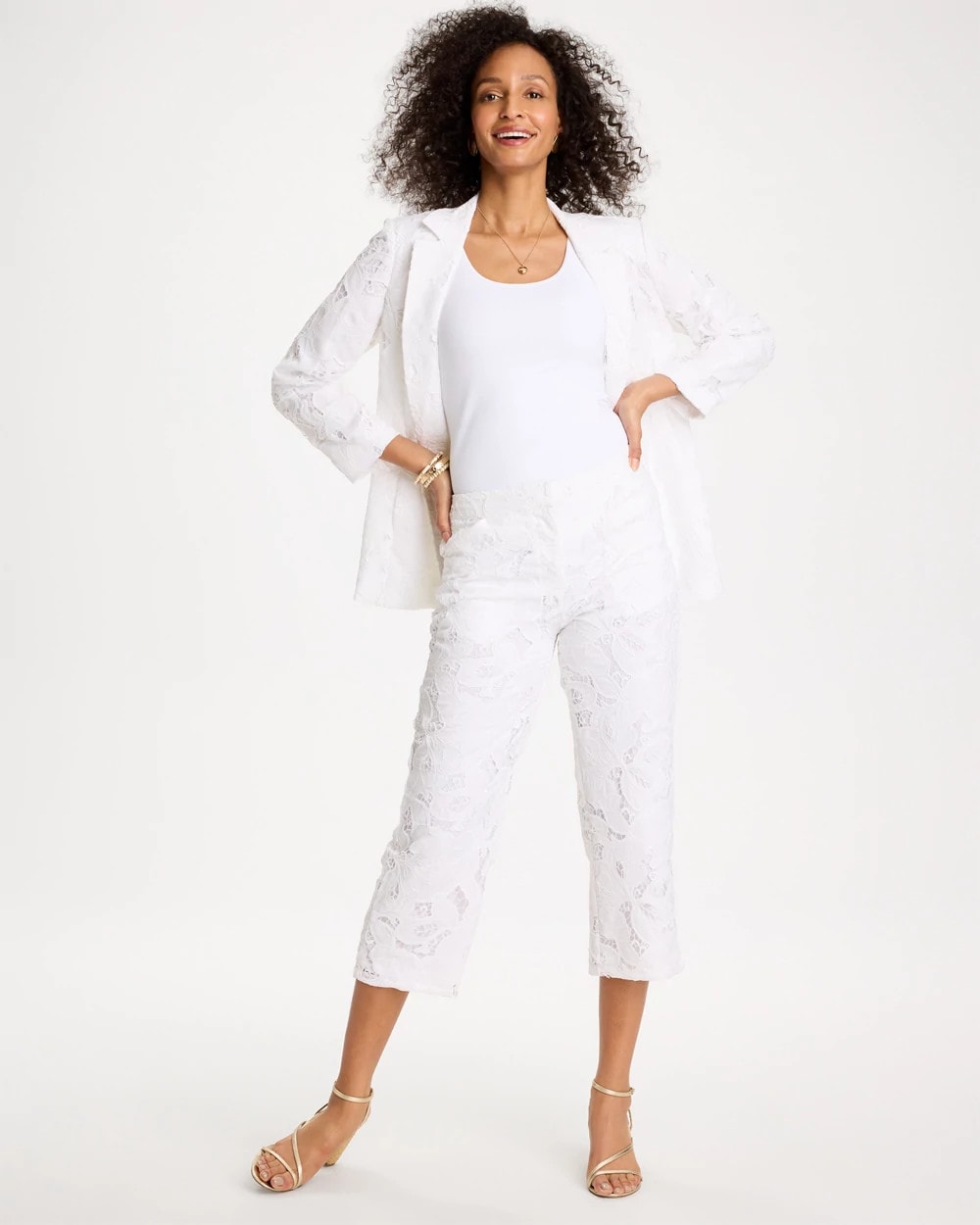 Chico's Trusted - Lace Cropped Pants Alabaster