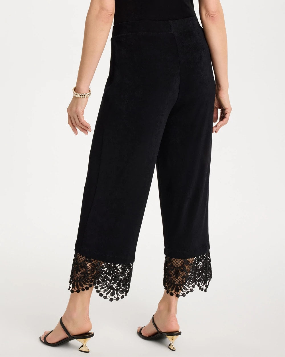 Chico's Customer Favorite - Travelers™ Lace Trim Cropped Pants Travelers Black