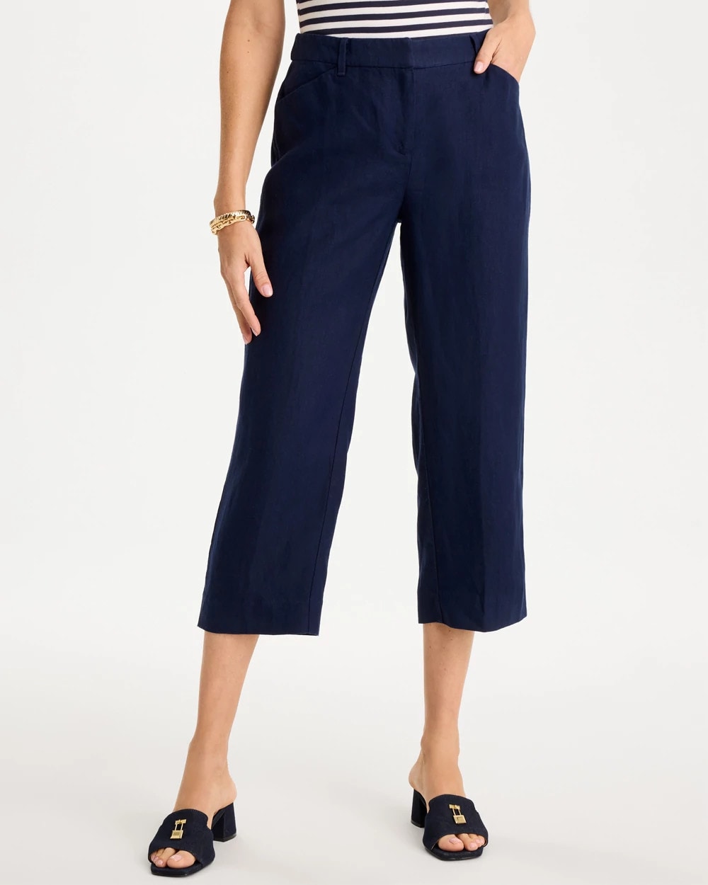 Chico's Best Seller - Linen Fly Front Pants Passport Blue