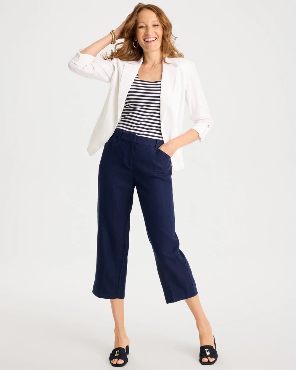 Chico's Best Seller - Linen Fly Front Pants Passport Blue