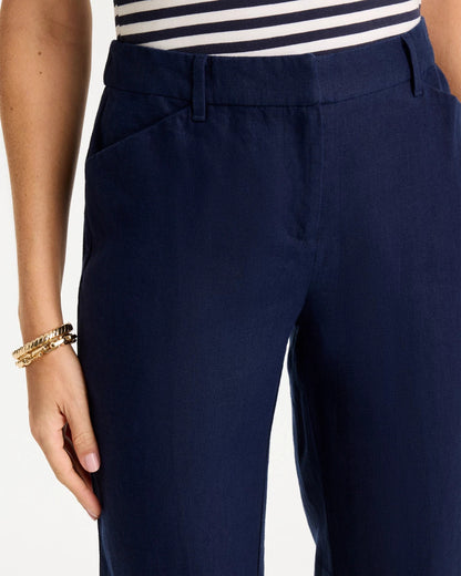 Chico's Best Seller - Linen Fly Front Pants Passport Blue