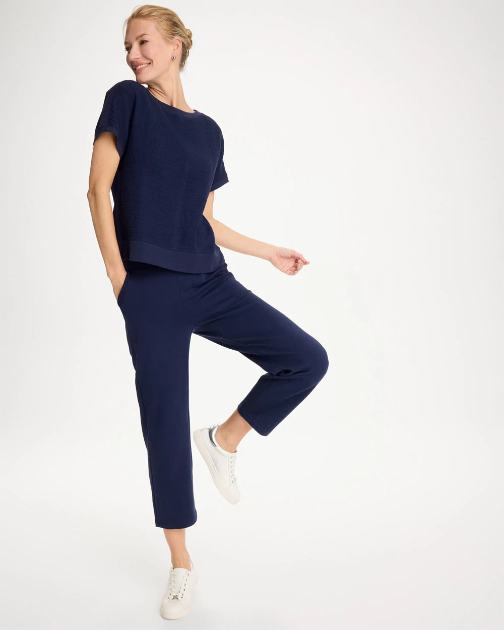 Chico's Featured - Zenergy® French Terry Cropped Pants Passport Blue