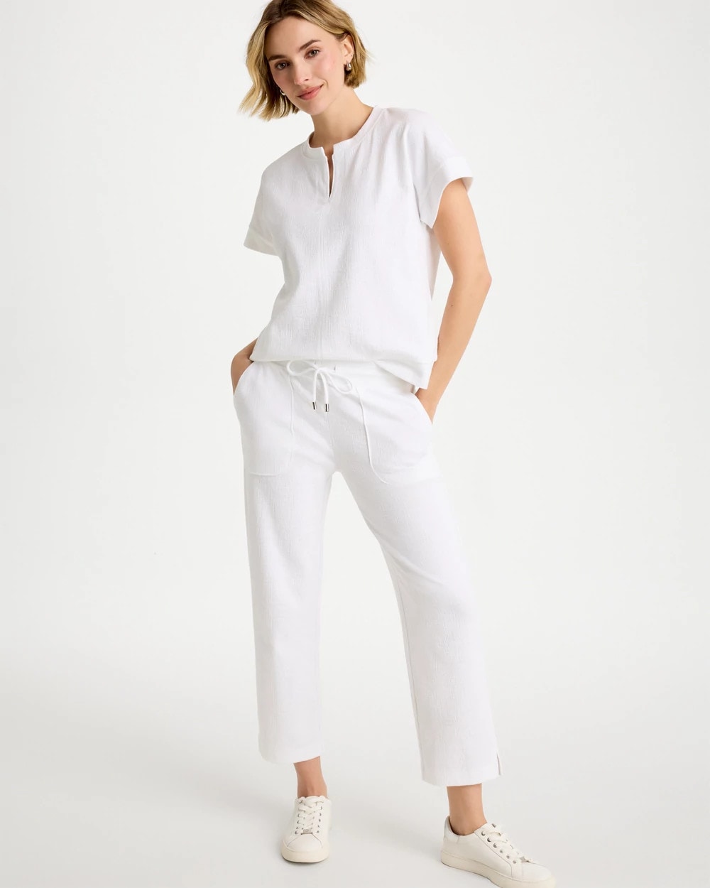 Chico's Essential - Zenergy® Crosshatch Knit Cropped Pants Alabaster