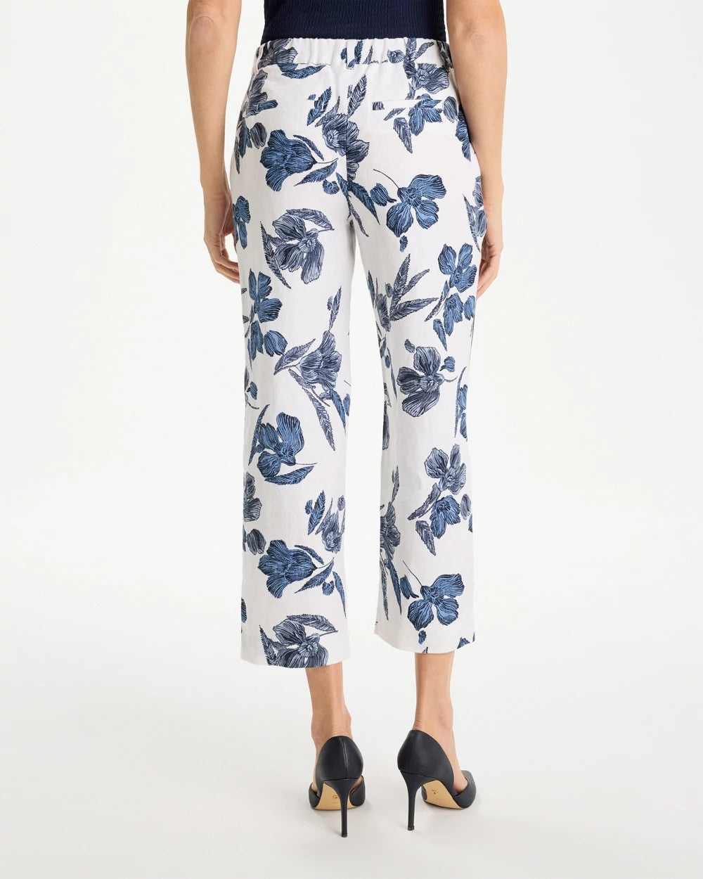 Chico's New - Piped Linen Fly Front Pants Passport Blue