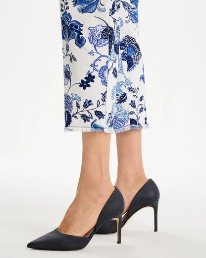 Chico's Trending - Printed Relaxed Boyfriend Chino Fray Crop Pants Alabaster