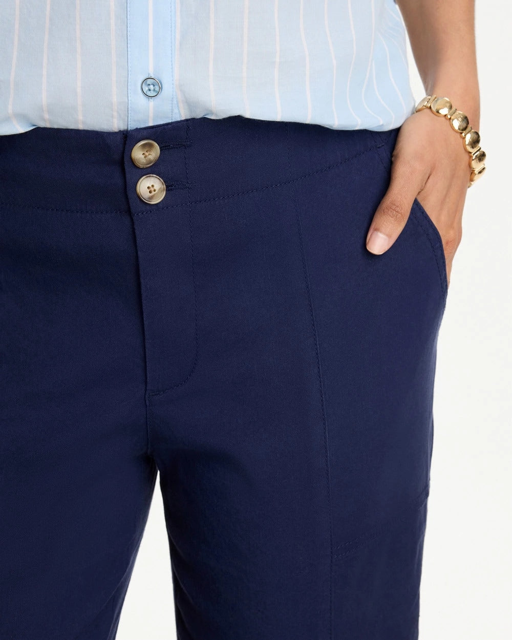 Chico's Value - Relaxed Linen Crop Pant Passport Blue