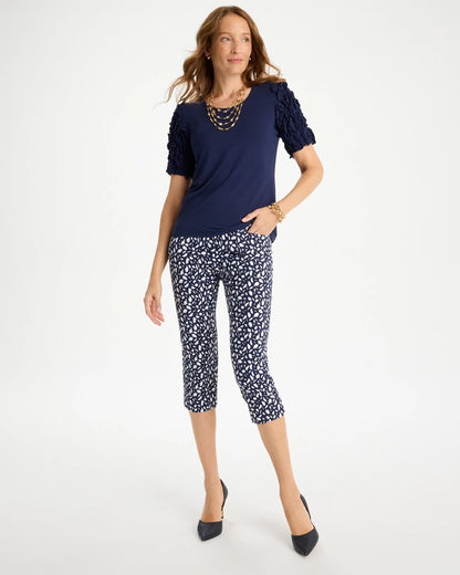 Chico's Customer Favorite - Brigitte™ Slim Printed Pull-On Capri Pant Passport Blue