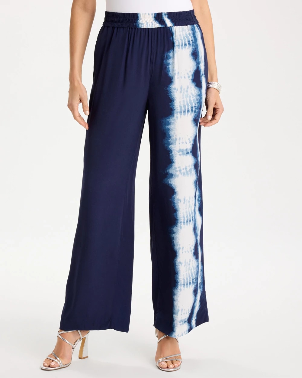 Chico's Smart Buy - Faux Silk Tie-Dye Palazzo Pants Passport Blue