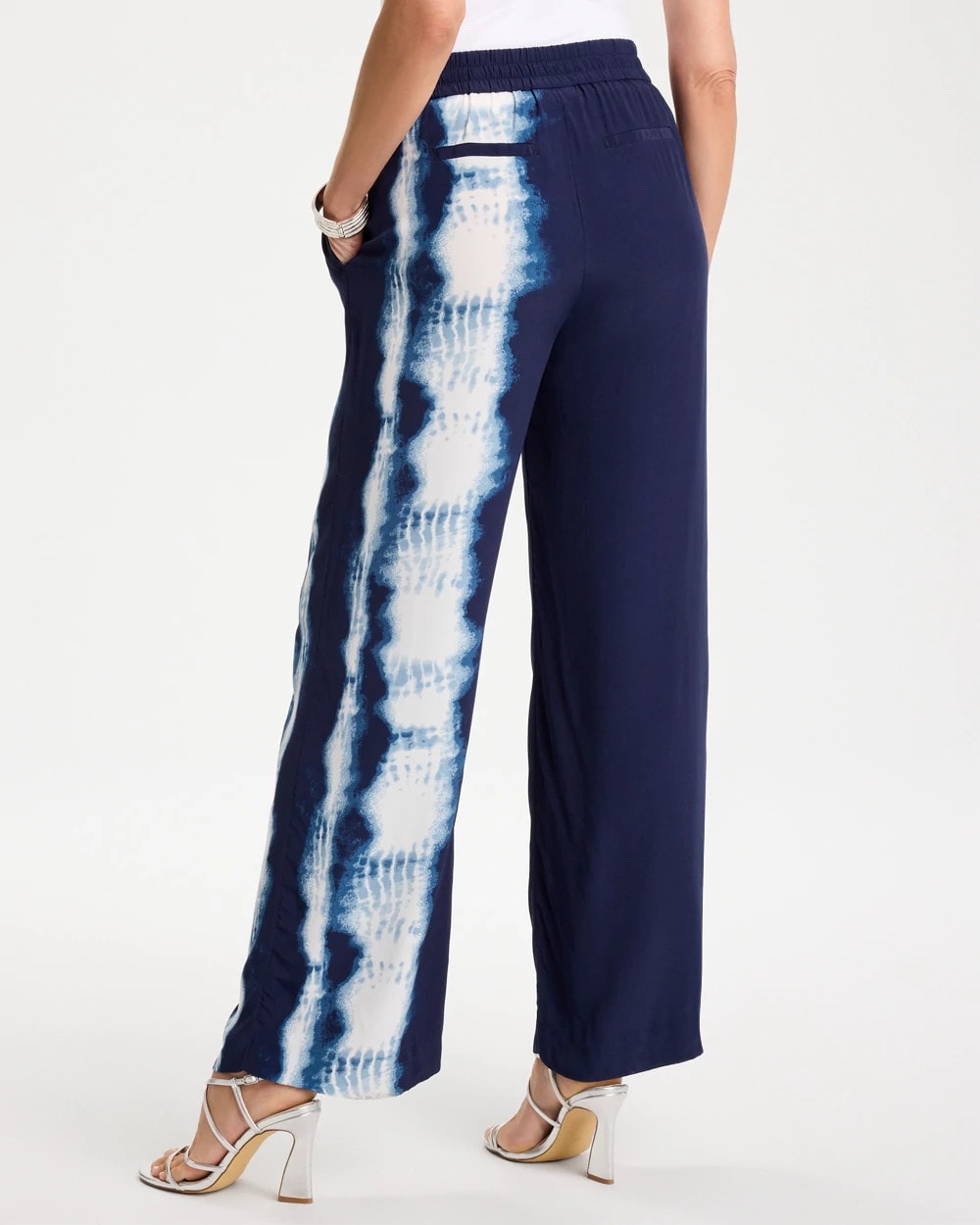 Chico's Smart Buy - Faux Silk Tie-Dye Palazzo Pants Passport Blue