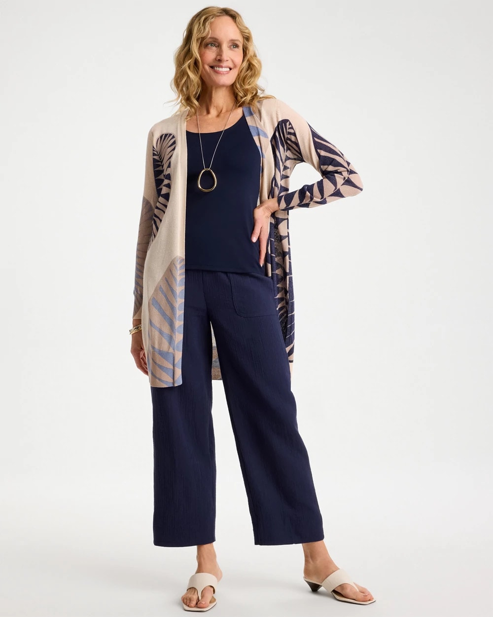 Chico's Top Pick - Cotton Gauze Tapered Crop Pant Passport Blue