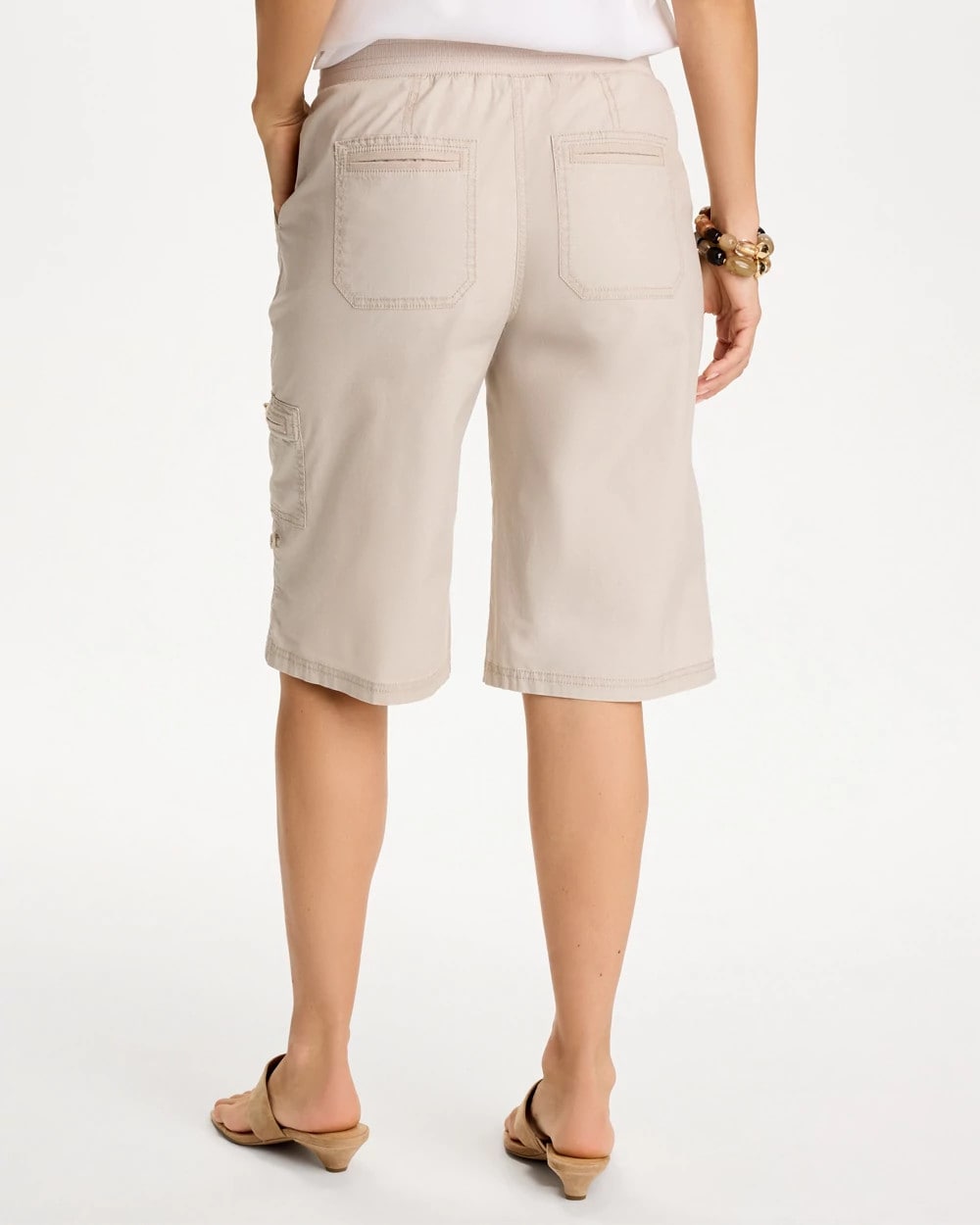 Chico's Deals - Poplin Cotton Roll-Tab Shorts Smokey Taupe