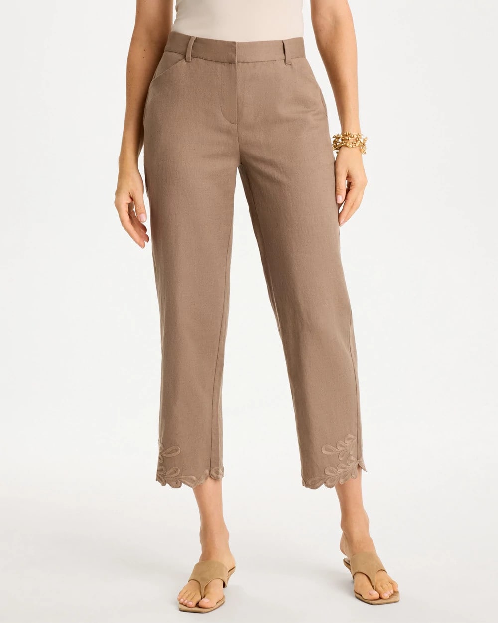 Chico's Premium - Linen Fly Front Pants Topaz Smoke