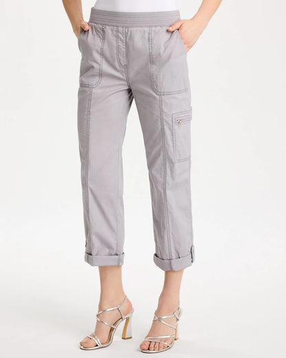Chico's Featured - Poplin Cropped Roll Tab Pants Titanium