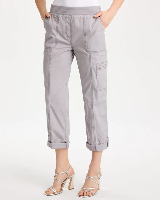 Chico's Featured - Poplin Cropped Roll Tab Pants Titanium