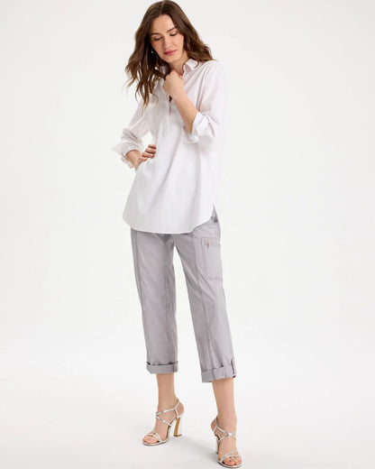 Chico's Featured - Poplin Cropped Roll Tab Pants Titanium