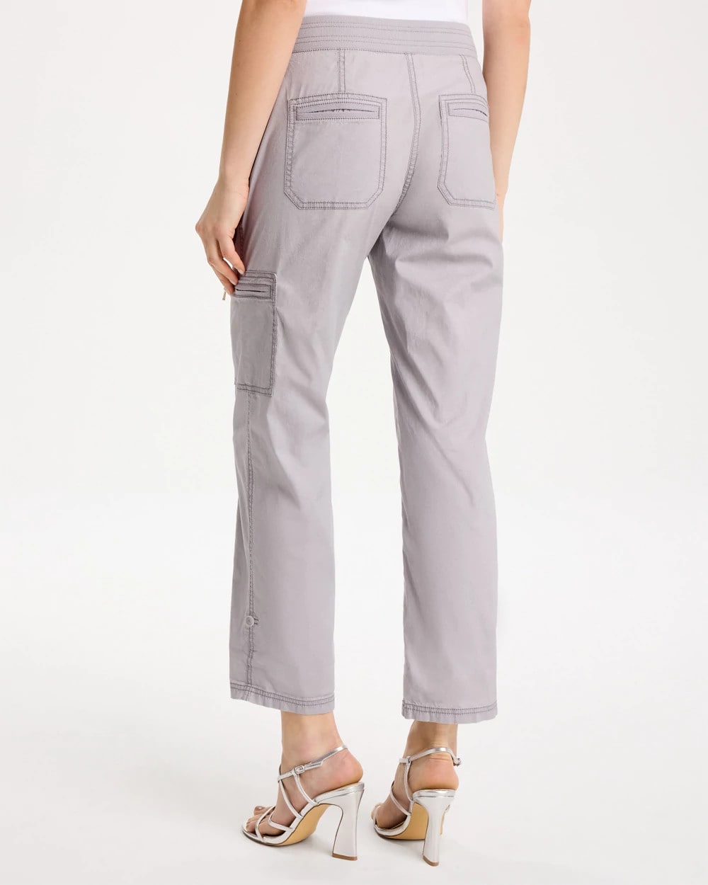Chico's Featured - Poplin Cropped Roll Tab Pants Titanium