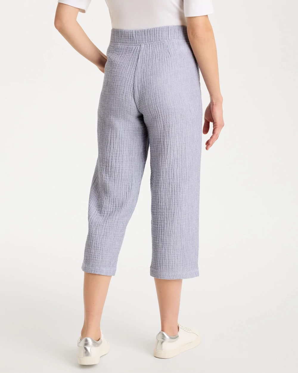 Chico's New - Zenergy® Striped Gauze Cropped Pants Blue