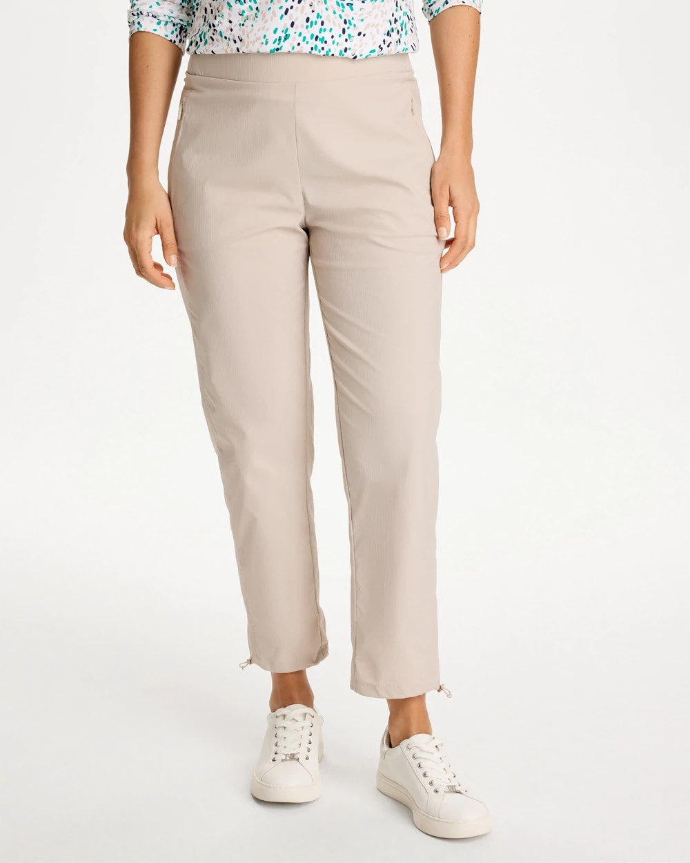 Chico's Recommended - Zenergy® Striped UPF Bungee Crop Pants Smokey Taupe