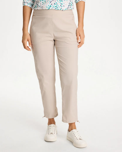 Chico's Recommended - Zenergy® Striped UPF Bungee Crop Pants Smokey Taupe