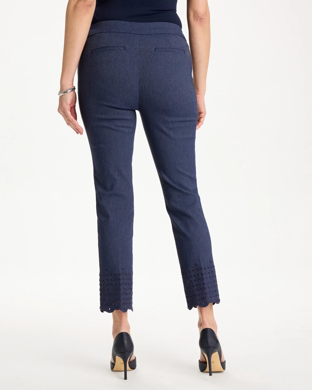 Chico's Deals - Brigitte™ Slim Embroidered Pull-On Crop Pant Indigo