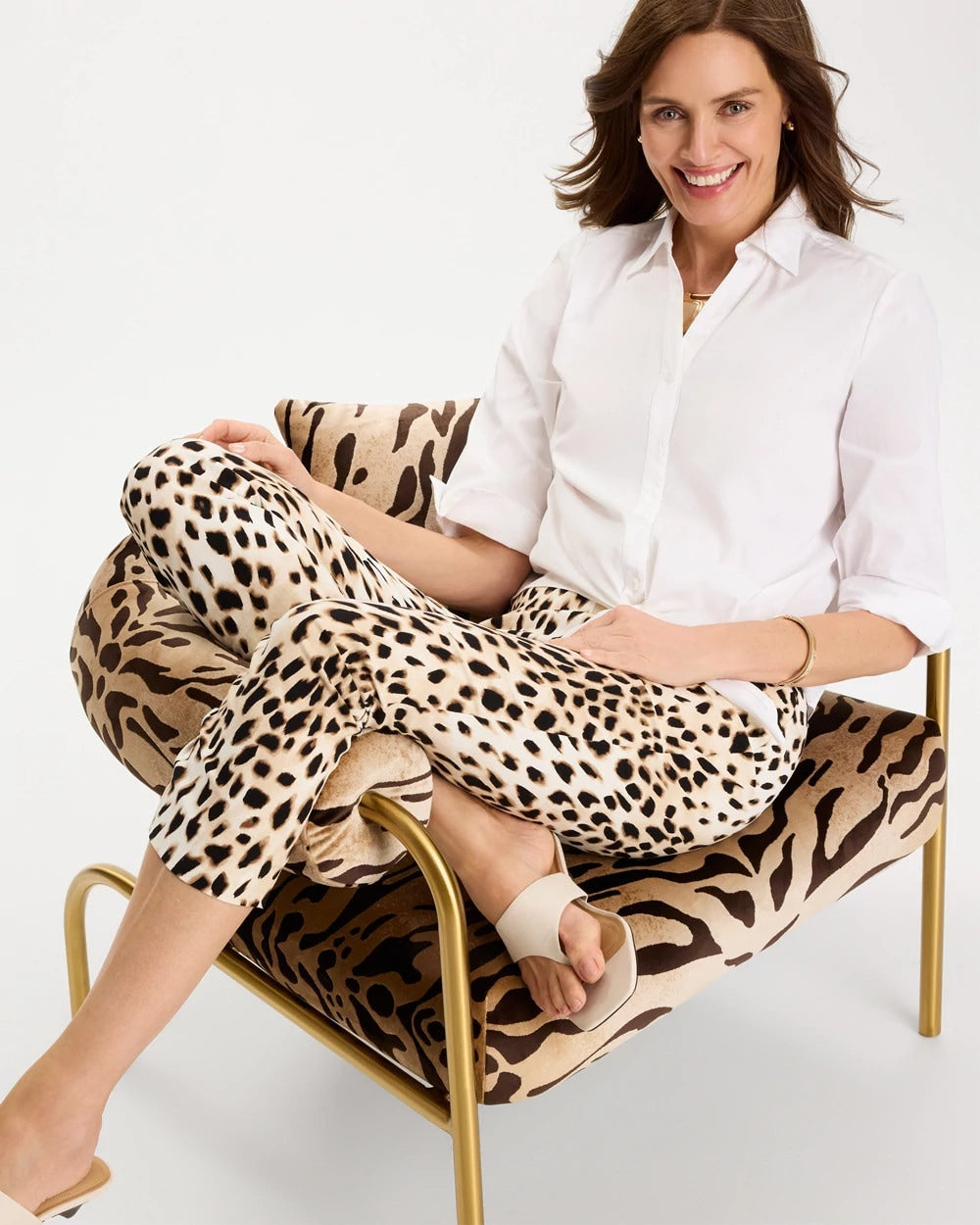 Chico's Trending - Animal Print Brigitte™ Slim Pull-On Crop Pant Black