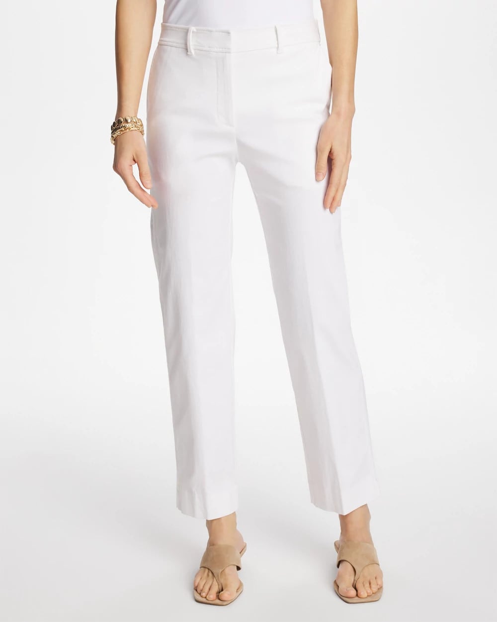 Chico's Discount - Emme Fly Front Straight Crop Pants Alabaster