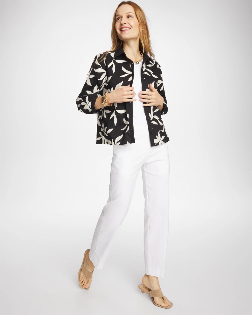 Chico's Discount - Emme Fly Front Straight Crop Pants Alabaster
