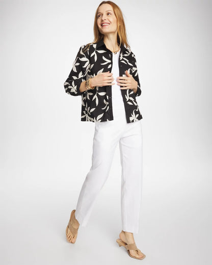 Chico's Discount - Emme Fly Front Straight Crop Pants Alabaster