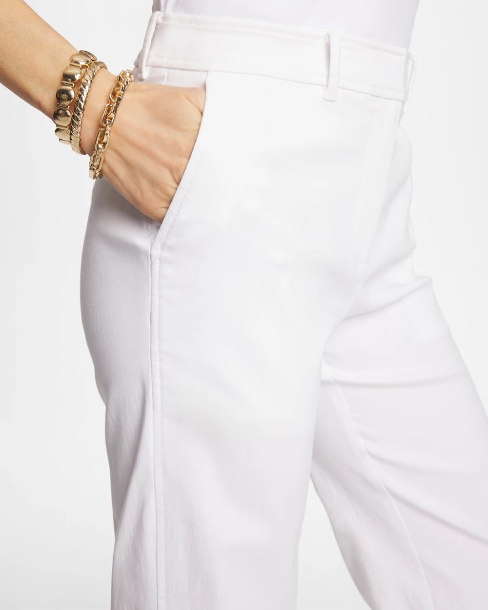 Chico's Discount - Emme Fly Front Straight Crop Pants Alabaster