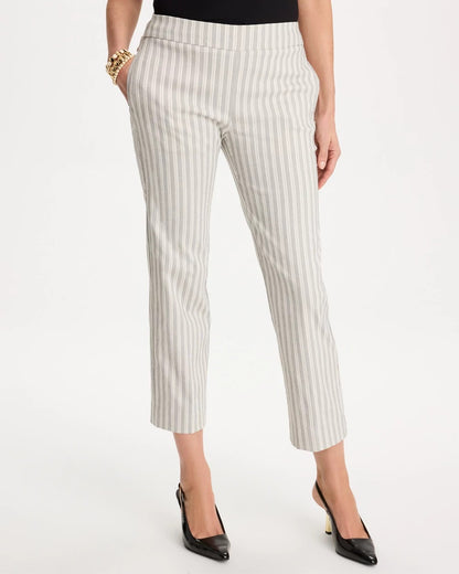 Chico's Trusted - Striped Straight Crop Pant Black