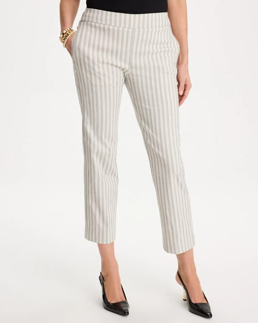 Chico's Trusted - Striped Straight Crop Pant Black