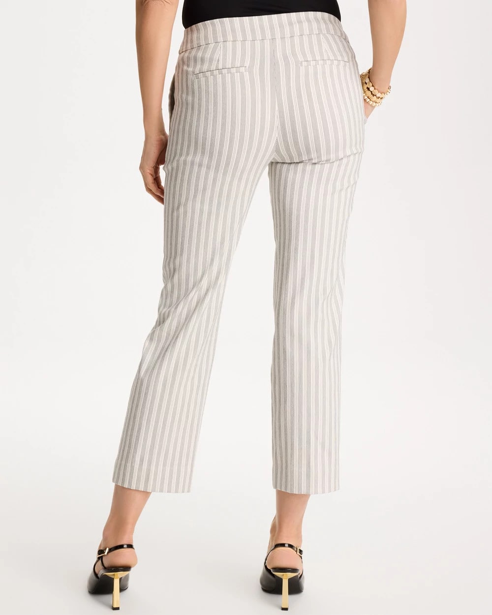 Chico's Trusted - Striped Straight Crop Pant Black