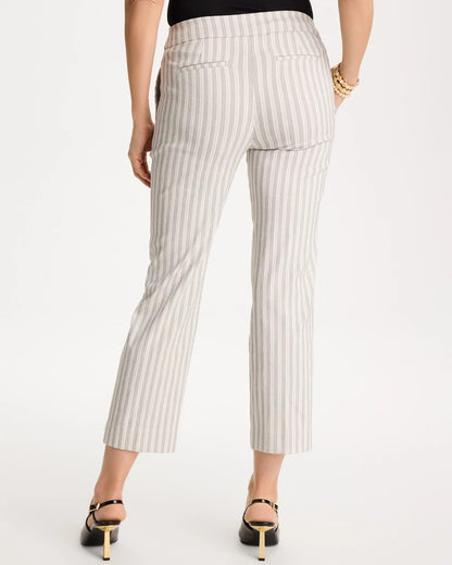 Chico's Trusted - Striped Straight Crop Pant Black