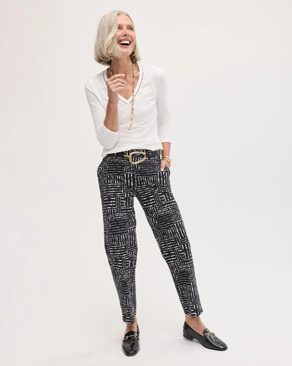 Chico's Best Price - Emme Fly Front Straight Printed Crop Pants Black
