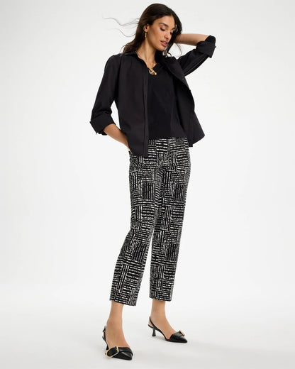Chico's Best Price - Emme Fly Front Straight Printed Crop Pants Black