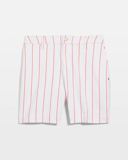 Chico's Top Pick - Striped Rivet Denim Trouser Shorts Calypso Coral