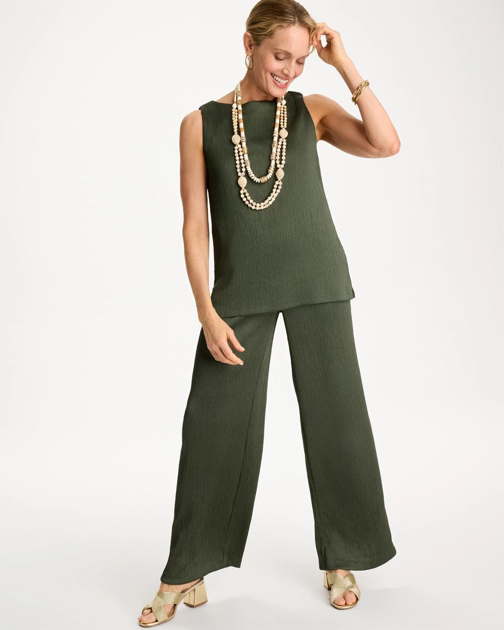 Chico's Featured - Petite Travelers™ Crinkle Textured Pants Kelp Forest