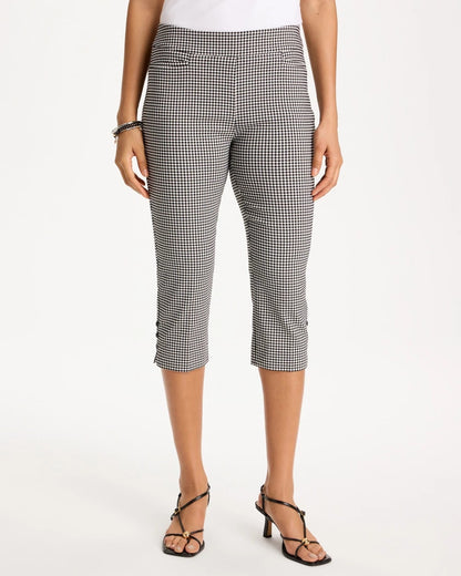 Chico's Deals - Brigitte™ Slim Gingham Pull-On Capri Pant Black