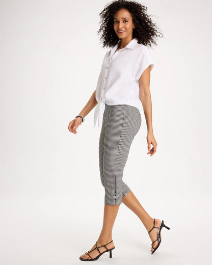 Chico's Deals - Brigitte™ Slim Gingham Pull-On Capri Pant Black