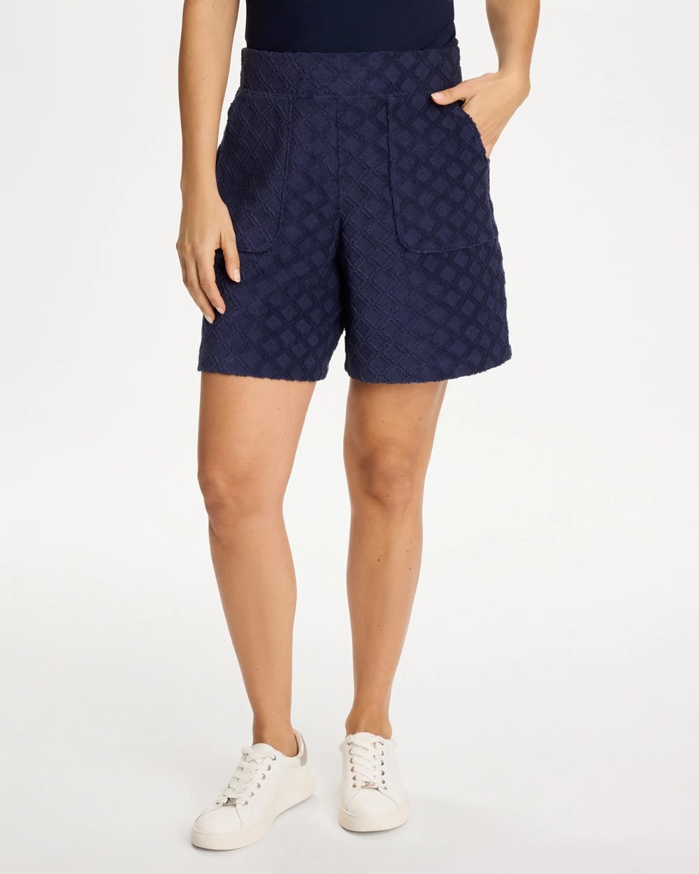 Chico's Popular - Zenergy® Terry Cloth Jacquard Shorts Passport Blue