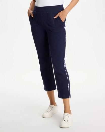 Chico's Trusted - Zenergy® Jersey Striped Crop Pants Passport Blue