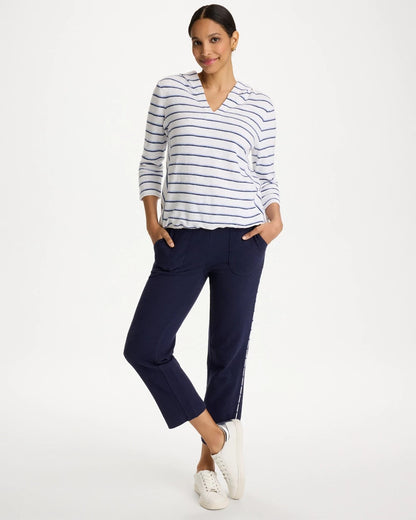 Chico's Trusted - Zenergy® Jersey Striped Crop Pants Passport Blue