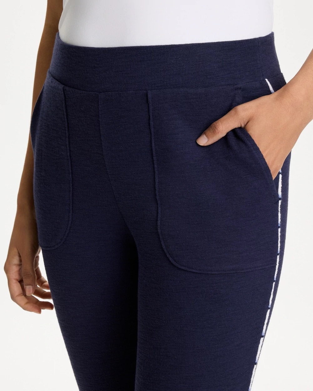 Chico's Trusted - Zenergy® Jersey Striped Crop Pants Passport Blue