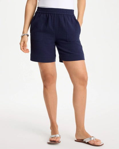 Chico's Great Value - Gauze Cotton Shorts Passport Blue