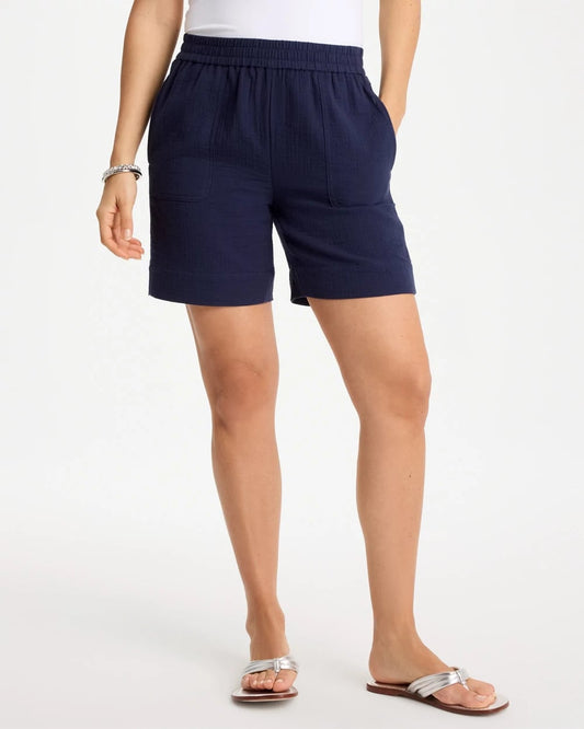 Chico's Great Value - Gauze Cotton Shorts Passport Blue