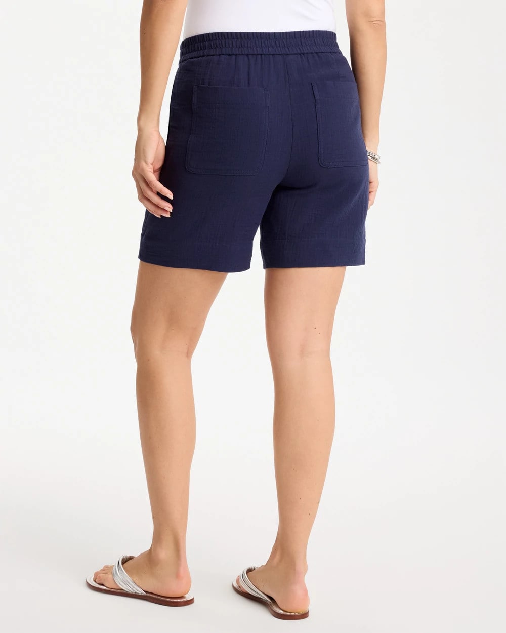 Chico's Great Value - Gauze Cotton Shorts Passport Blue
