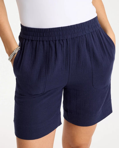 Chico's Great Value - Gauze Cotton Shorts Passport Blue