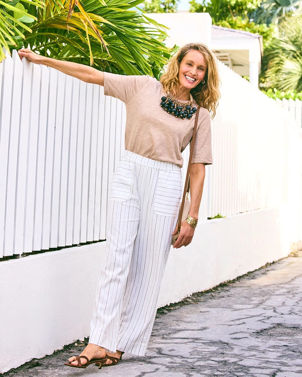 Chico's Best Seller - Pinstriped Linen-Cotton Crop Pant Natural